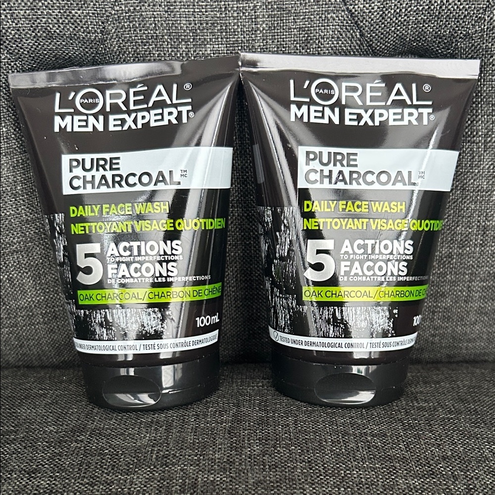 NEW 🆕 TWO L'Oreal Men Expert Pure Charcoal Daily Face Wash - 2x100 ml